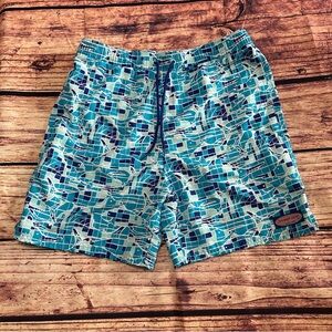 Vineyard Vines Boys Chappy Swim Trunks Blue Mosaic Fish Print XL (18)